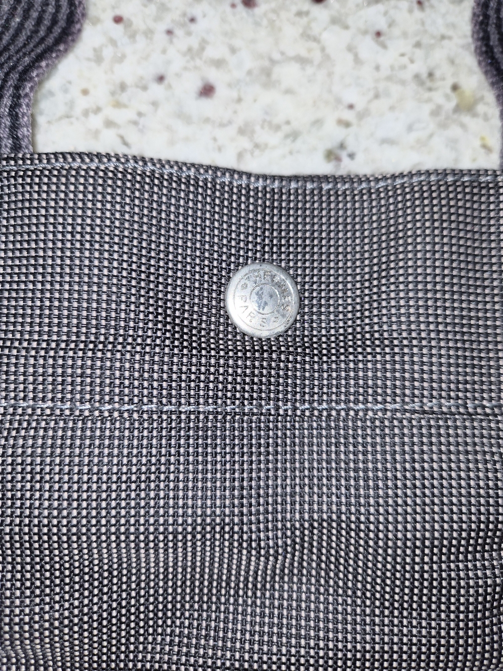 Authentic Hermès Her Line Tote GM Extra Large Travel Bag Grey Canvas Weekender - Picture 7 of 16